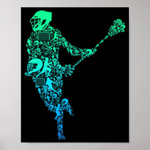 Lacrosse Player Youth Mannen Boys Kinder Poster