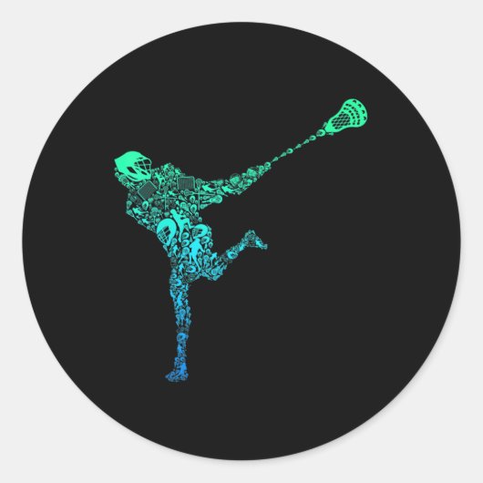 Lacrosse Player Youth Mannen Kinder Boys Ronde Sticker (Voorkant)