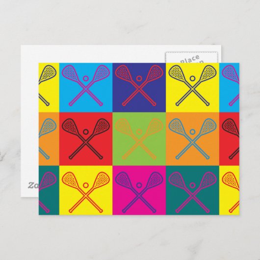 Lacrosse Pop Art Briefkaart (Voorkant / Achterkant)