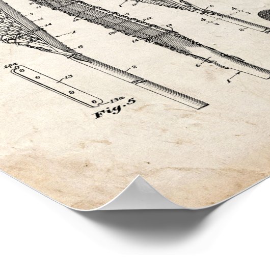 Lacrosse Racquet Patent - Oude look Poster (Hoek)