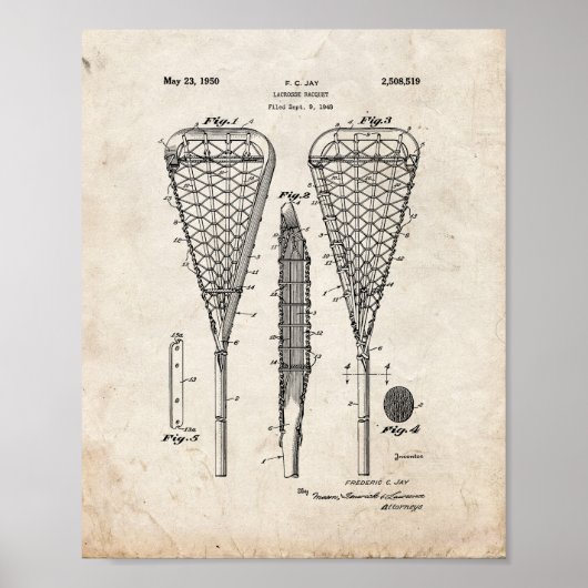 Lacrosse Racquet Patent - Oude look Poster (Voorkant)