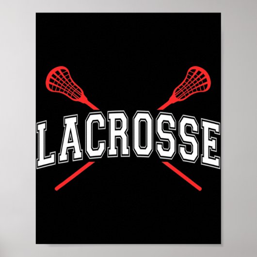 Lacrosse Red Crossed Sticks voor jongeren of volwa Poster (Voorkant)