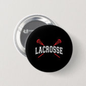 Lacrosse Red Crossed Sticks voor jongeren of volwa Ronde Button 5,7 Cm (Voorkant /achterkant)