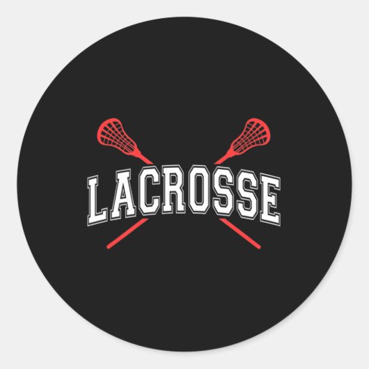 Lacrosse Red Crossed Sticks voor jongeren of volwa Ronde Sticker (Voorkant)