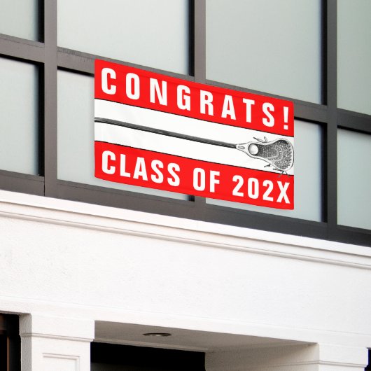 Lacrosse Red Team Senior Night Banner (Buitenkant Gebouw)