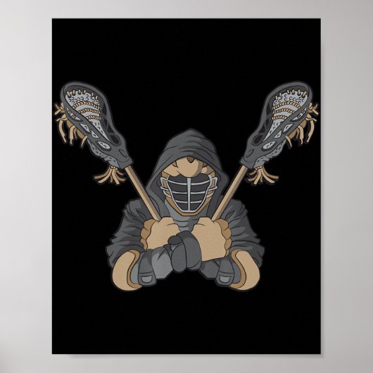 Lacrosse  Retro Lacrosse Stick afbeelding Poster (Voorkant)