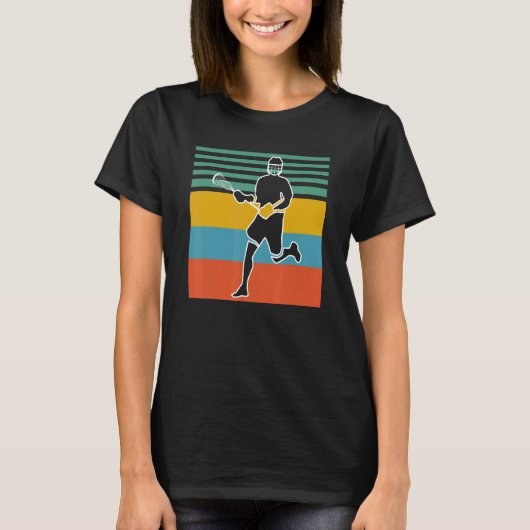 Lacrosse Retro Sunset Lacrosse Player T-shirt (Voorkant)