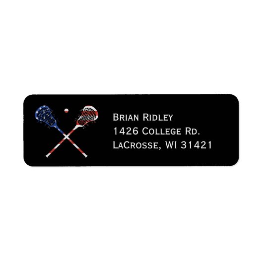 Lacrosse Return Address Labels Patriotic Sticks (Voorkant)