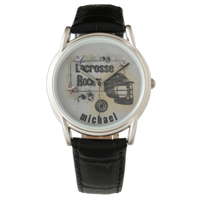 Lacrosse Rocks! Gepersonaliseerd Horloge (Voorkant)