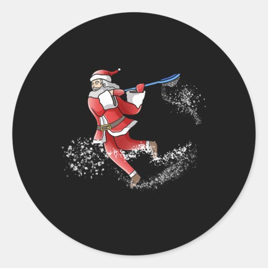Lacrosse Santa Christmas Cool Lax Sport Ugly X-mas Ronde Sticker (Voorkant)