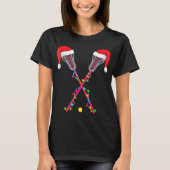 Lacrosse Santa Hat Christmas Lights Fun Sport Xmas T-shirt (Voorkant)