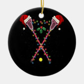 Lacrosse Santa Hat Kerstmis Sport Keramisch Ornament (Voorkant)