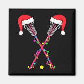 Lacrosse Santa Hat Kerstmis Vun Sport Kerstmis Magneet (Voorkant)
