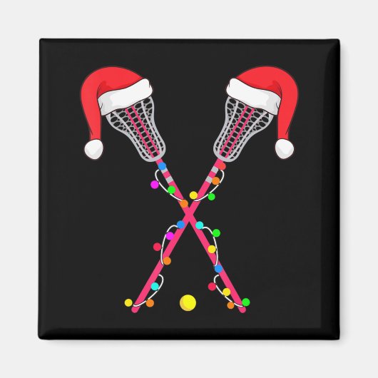 Lacrosse Santa Hat Kerstmis Vun Sport Kerstmis Magneet (Voorkant)