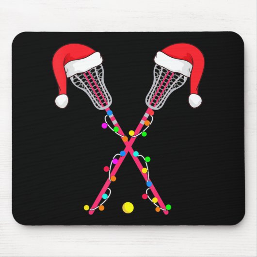 Lacrosse Santa Hat Kerstmis Vun Sport Kerstmis Muismat (Voorkant)