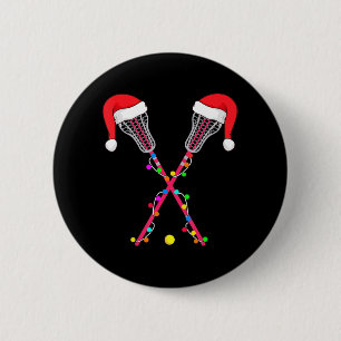 Lacrosse Santa Hat Kerstmis Vun Sport Kerstmis Ronde Button 5,7 Cm