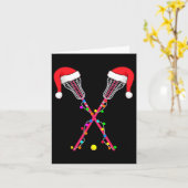 Lacrosse Santa Hat-kerstverlichting Funny Sport Xm Kaart (Gele Bloem)
