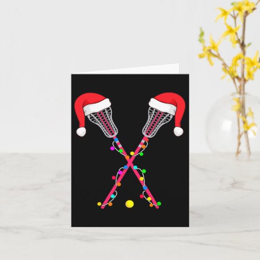 Lacrosse Santa Hat-kerstverlichting Funny Sport Xm Kaart (Gele Bloem)
