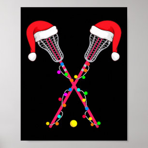 Lacrosse Santa Hat-kerstverlichting Funny Sport Xm Poster