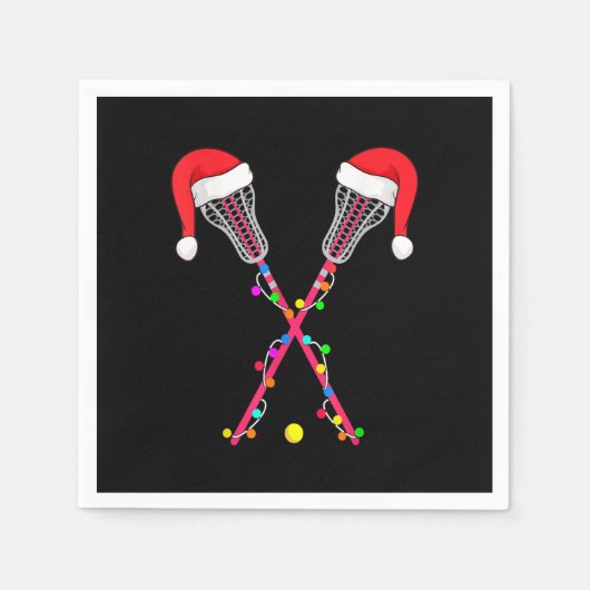 Lacrosse Santa Hat-kerstverlichting Funny Sport Xm Servet (Voorkant)