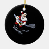 Lacrosse Santa kerstkool Lax Sport Ugly X-Mas Keramisch Ornament (Voorkant)