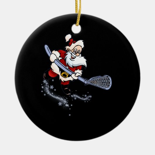 Lacrosse Santa kerstkool Lax Sport Ugly X-Mas Keramisch Ornament (Voorkant)