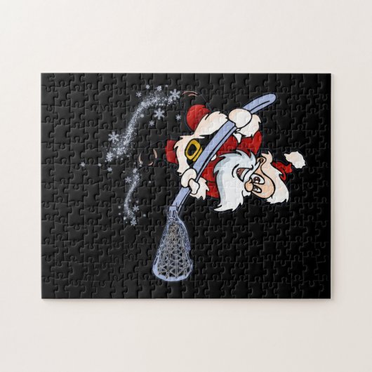 Lacrosse Santa kerstkool Lax Sport Ugly X-Mas Legpuzzel (Horizontaal)