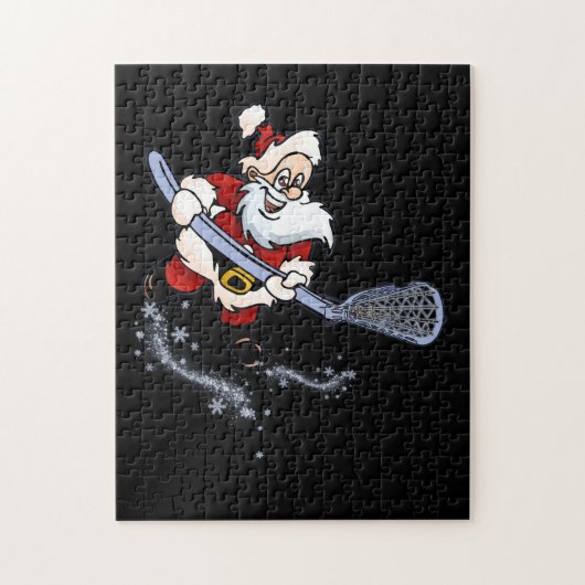 Lacrosse Santa kerstkool Lax Sport Ugly X-Mas Legpuzzel (Verticaal)