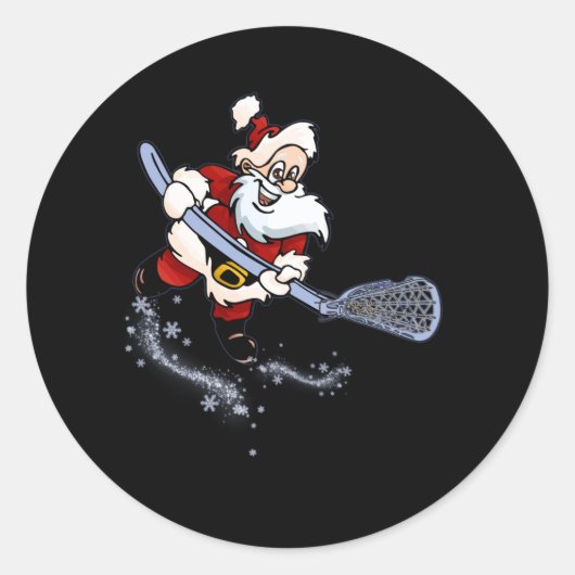 Lacrosse Santa kerstkool Lax Sport Ugly X-Mas Ronde Sticker (Voorkant)