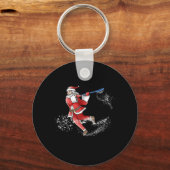 Lacrosse Santa kerstkool Lax Sport Ugly X-Mas Sleutelhanger (Voorkant)