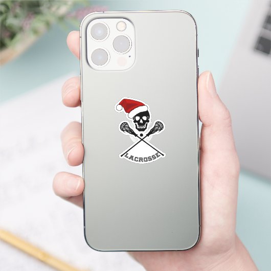 Lacrosse schedel Kerstmis Sticker (Telefoon)