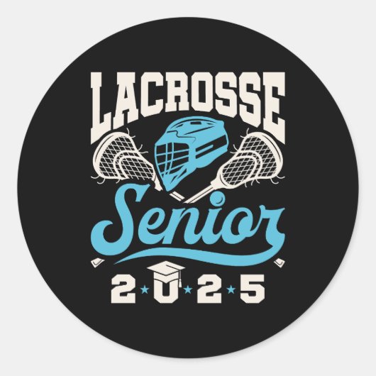Lacrosse Senior Klasse van het Afstuderen 2025 Ronde Sticker (Voorkant)