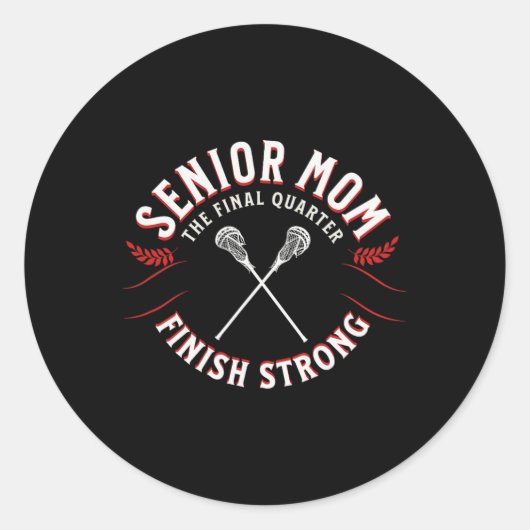 Lacrosse Senior Mom Ronde Sticker (Voorkant)