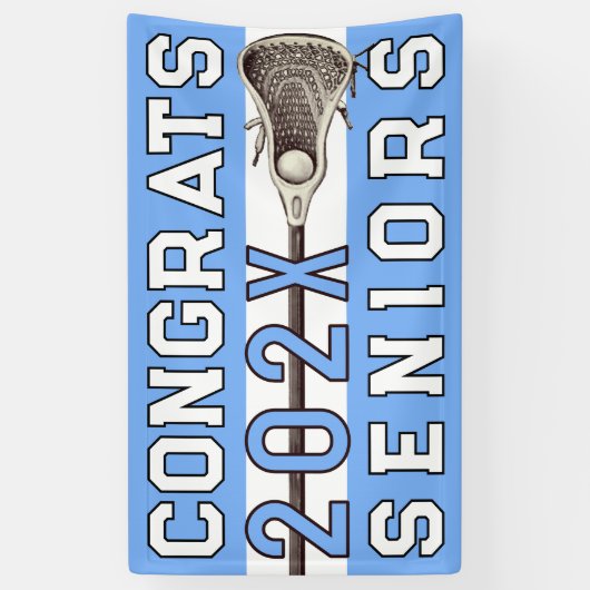 Lacrosse Senior Night Light Blue Banner (Verticaal)