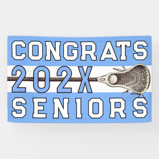 Lacrosse Senior Night Light Blue Banner (Horizontaal)