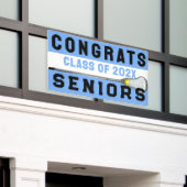 Lacrosse Senior Night Light Blue Banner (Buitenkant Gebouw)