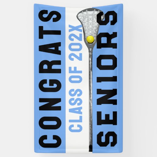 Lacrosse Senior Night Light Blue Banner (Verticaal)