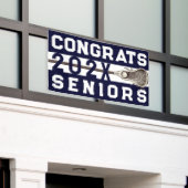 Lacrosse Senior Night Navy Blue Banner (Buitenkant Gebouw)