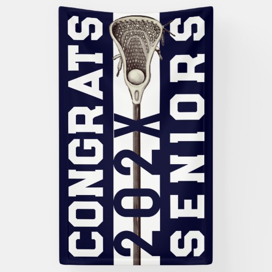 Lacrosse Senior Night Navy Blue Banner (Verticaal)