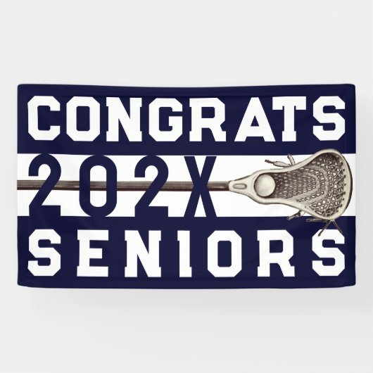 Lacrosse Senior Night Navy Blue Banner (Horizontaal)