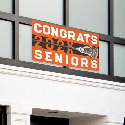 Lacrosse Senior Night Oranje Banner (Buitenkant Gebouw)