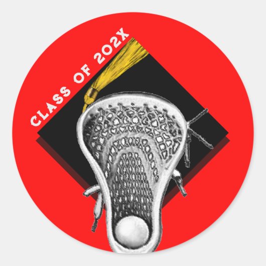 Lacrosse Seniors Red Classic Round Sticker (Voorkant)