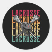 Lacrosse Shirten Mannen Lacrosse Player Lax Stick Ronde Sticker (Voorkant)