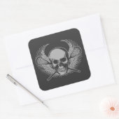 Lacrosse Skull - Grijs Vierkante Sticker (Envelop)
