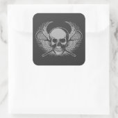 Lacrosse Skull - Grijs Vierkante Sticker (Tas)