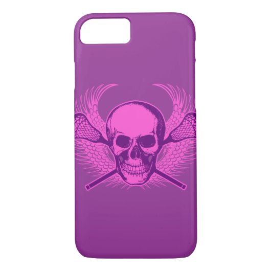 Lacrosse Skull iPhone 7 hoesje - Paars en roze (Achterkant)