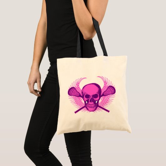 Lacrosse Skull - Paars Tote Bag (Voorkant (product))