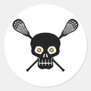 Lacrosse Skull Ronde Sticker