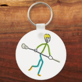 Lacrosse spelende Stickman Sleutelhanger (Voorkant)