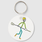 Lacrosse spelende Stickman Sleutelhanger (Achterkant)